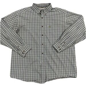 Ariat Pro Series Men XL Green Lined Long sleeve Shirt‎ Logo Vented Rodeo Work